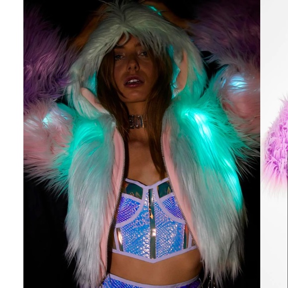 Dolls Kill Jackets & Blazers - Club Exx - Fairy Creamsicle Light Up Jacket
